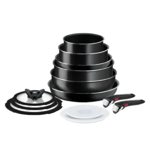 Tefal 13-osaline alumiiniumist pannide ja kastrulite komplekt eestvaates